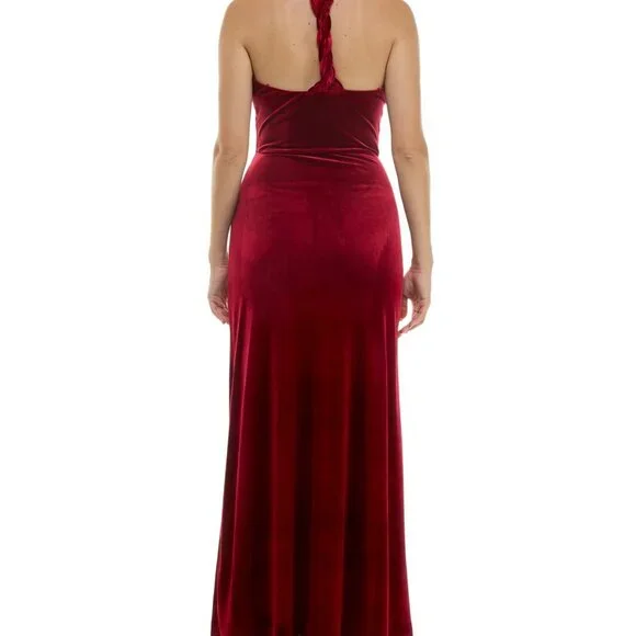 red velvet halter dress Sherri Hill 55798 - Long Velvet Sheath Dress main image 1